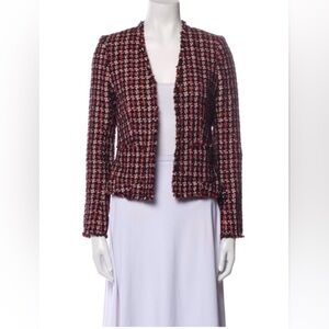 L’AGENCE Houndstooth Multicolor Tweed Jacket S to petite medium